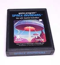 SPACE INVADERS Atari 2600 Game cartridge with nice replacement label Works good