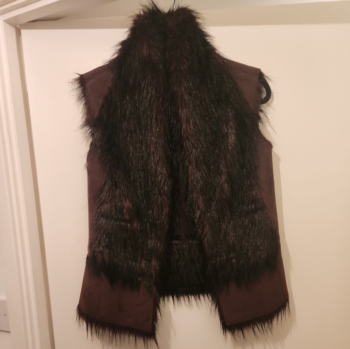 Ladies Zara Faux Suede Fur Waistcoat Size L UK