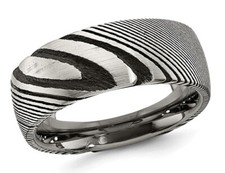 Mens Damascus Steel Polished Band Ring 8mm