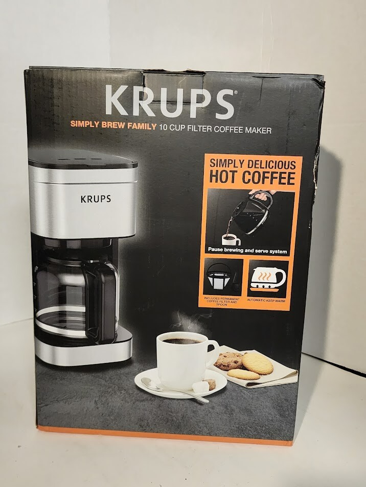 Krups Simply Brew Stainless Steel Drip Coffee Maker 10 Cups Pause & Brew No Spil eBay