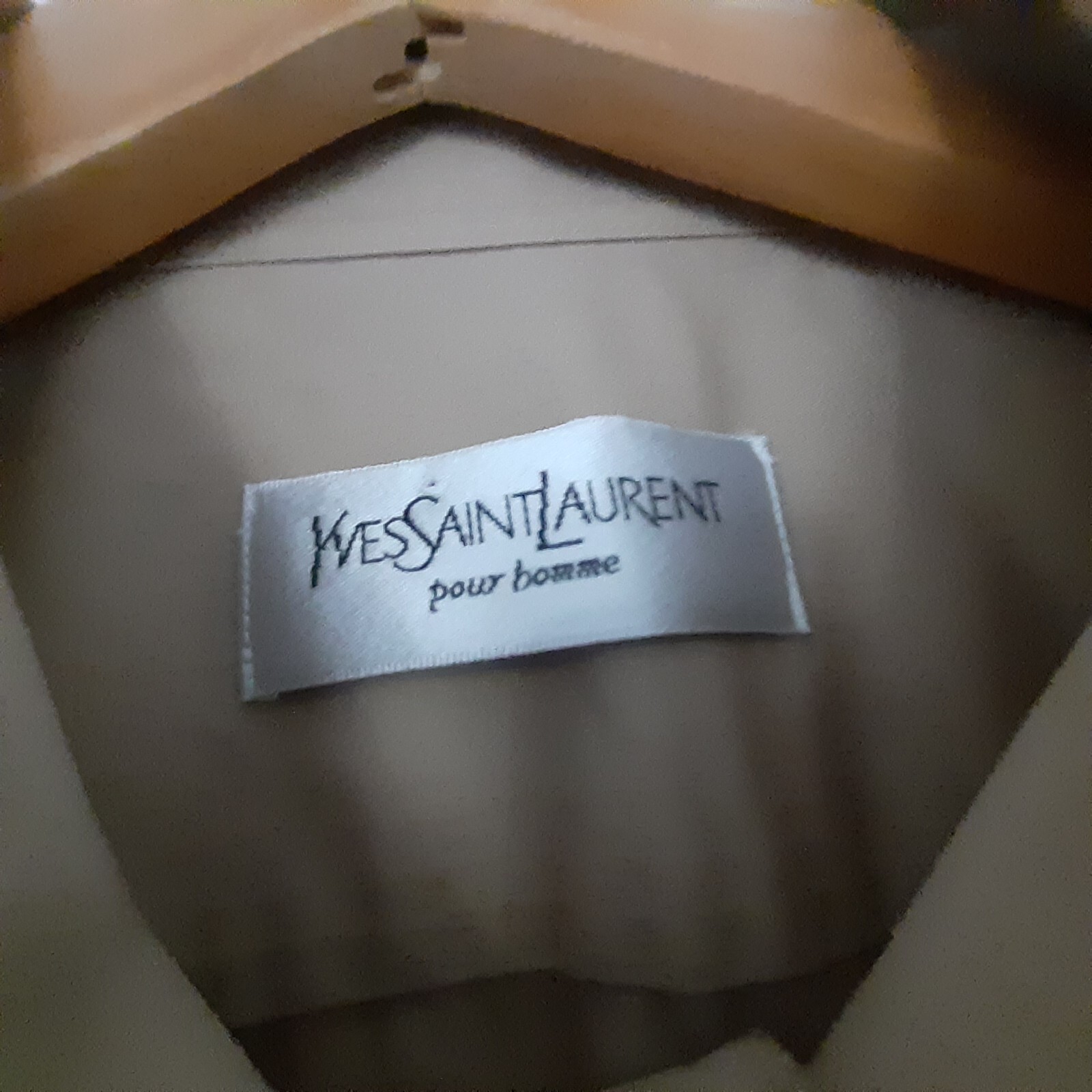 SAINT LAURENT YSL Camicia UK taglia S beige manica corta con bottoni ottime condizioni