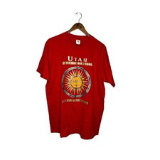 VTG Fruit of the Loom Red Sun sunburst UTAH graphic t-shirt XL usa made single