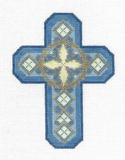 SP.ORDER DIAMOND  LEAF CROSS handpainted Needlepoint Canvas from Susan Roberts