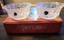Impero Glass Bowls Italian (2) 24% Royal Lead Crystal Rock  5" inch Wide