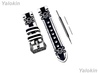 White & Black Skull Crossbones Band for Pebble 2 2SE Time Steel and Classic -B22