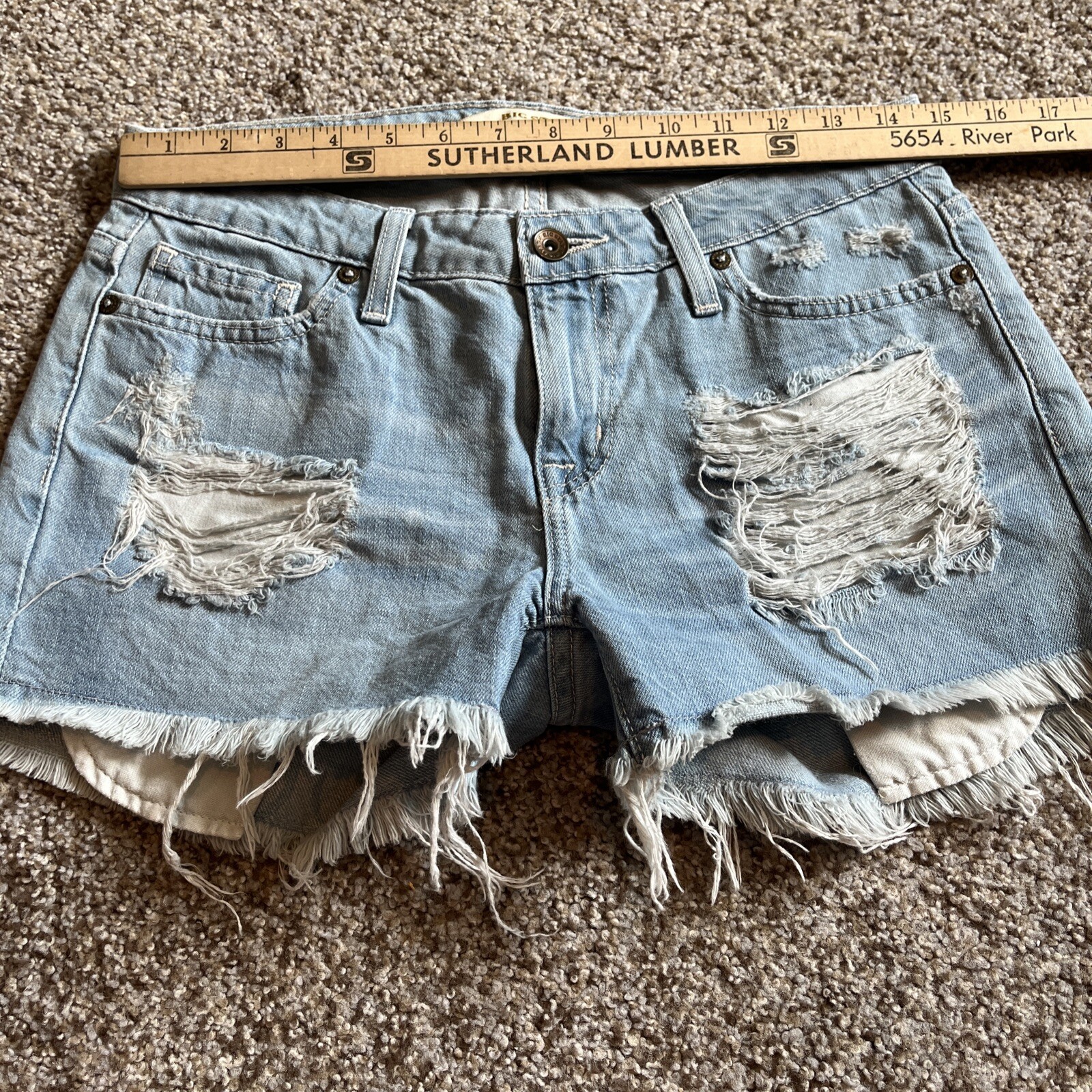 Big Star Jean Shorts Distressed Washed Raw Hem Womens Size 25 Waist 29 - View 6
