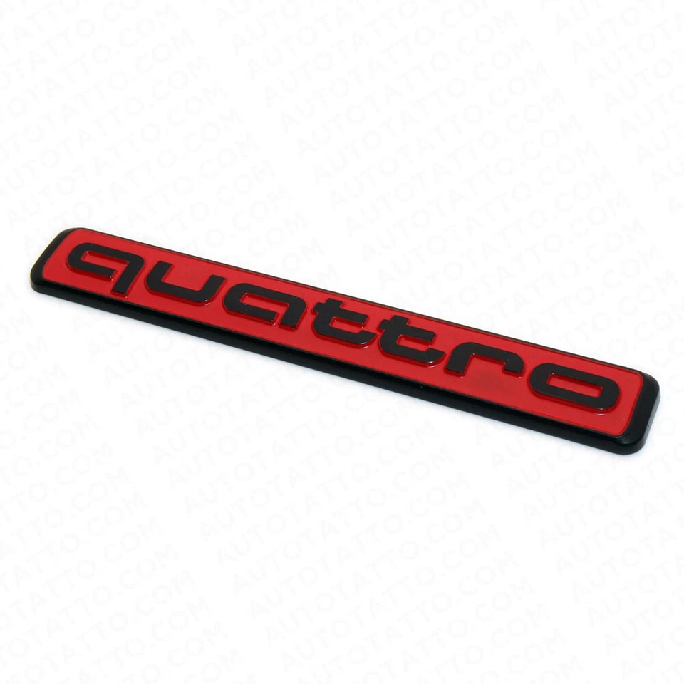 Placa de identificación Audi negra roja Quattro OEM ABS emblema puerta levadiza adhesivo logotipo tapa insignia Foto 2 de 4