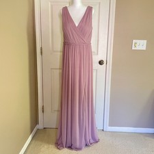 Azazie Dusty Rose Chiffon Floor-Length Bridesmaid Dress Size A12 Formal
