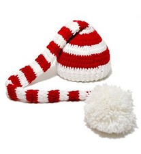 Baby Christmas Elf Long Tail Crochet Beanie Knit Hat Stocking Cap Winter