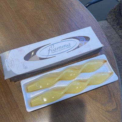 SET OF 2 FIAMMA TWISTED CANDLE TAPERS NIB 