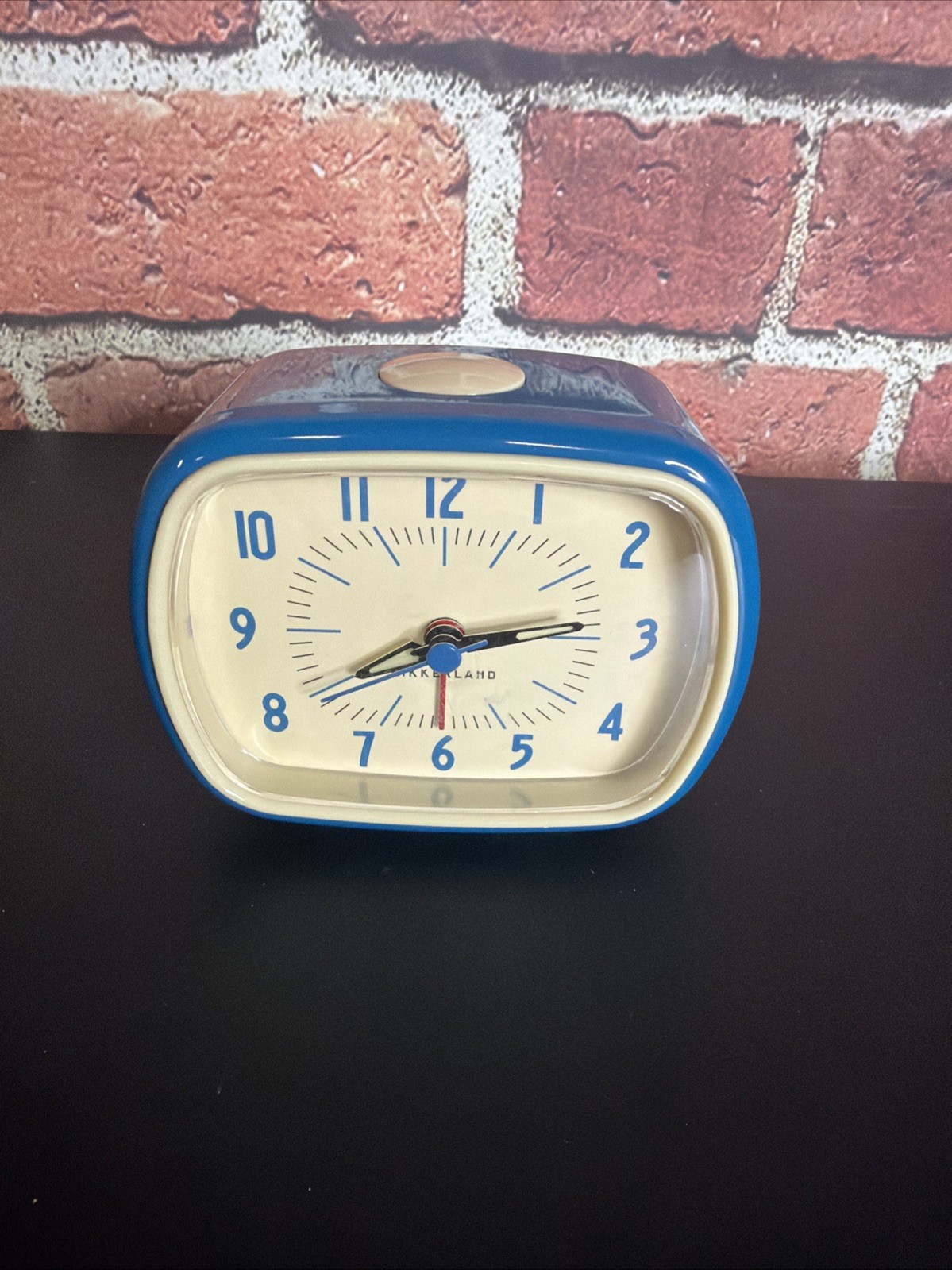 Kikkerland Retro Battery Operated Alarm Clock Vintage Style Desktop Blue CUTE!
