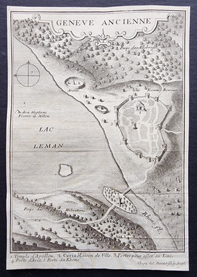 Antike Karte von 1730 - Geneve Ancienne - Ancient Genf - Schweiz - Lac Leman