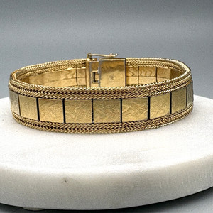 Authentic Vintage Grosse Germany Gold Plated Mesh Bracelet Panels 7.5" for Christian Dior