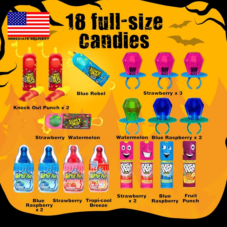 Candy Variety Pack, 18 Count Assorted Lollipops, Bulk Individually Wrapped Ring - Image 3 of 4