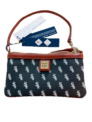Dooney & Bourke CHICAGO WHITE SOX MLB WRISTLET SMALL HAND BAG BLACK WHITE - NEW