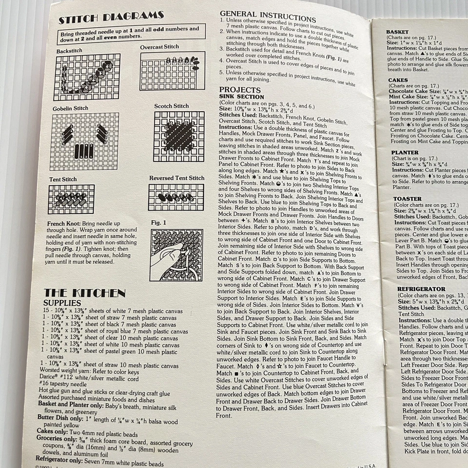 Vtg Leisure Arts Plastic Canvas Pattern Book 5 Fashion Doll Kitchen Playhouse - Image 3 of 4