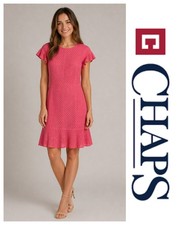 Chaps Ralph Lauren Coral Lace Cap Sleeve Sheath Dress Size 12