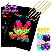 Vicloon Kratzbilder Kinder, 50 BläTter Regenbogen Kratzpapier 13 * 19Cm