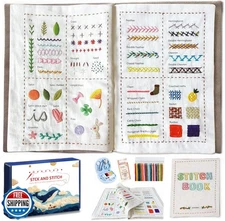 DIY Stitch Book,Embroidery Stitch Book on Linen Fabric,Comprehensive Guide wi