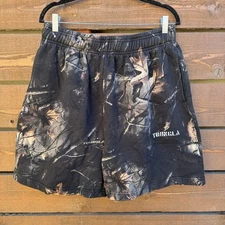 NWT YoungLA Dark Tree Camo Barbed Wire Drawstring Sweat Shorts Sz XL