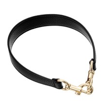 19.29 Inch PU Leather Short Bag Strap with Clasp, Black, Gold Buckle