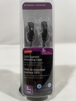 Staples CAT6 Ethernet Cable 3 Foot Networking Patch Cord High Speed