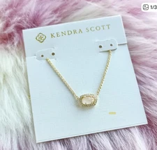 Kendra Scott Gold Chelsea pink Rose Quartz pavé cubic zirconia Pendant Necklace
