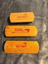 Vintage KIWI Shoe Brush Lot   Horsehair  Suede/Nubuck Brushes  Wood Handles 3 