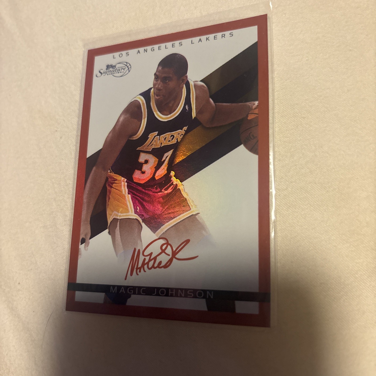 2008-09 Topps Signature - Magic Johnson #TS-MJ Red Foil Facsimile Signature /869