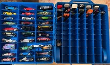 Hot Wheels 48 PC Car Collection Lot With Rolling Case Extendable Handle Holds