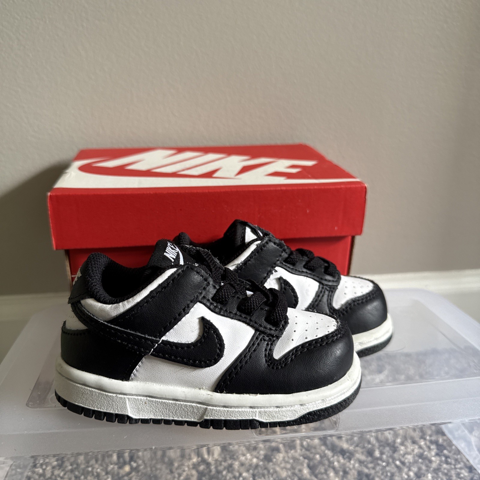 Nike Dunk Low (TDE) Black White Baby toddler Sneaker 5C Lace Up CW1589-100
