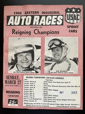 Reading, Pa. Fairgrounds Sprint Car Races 1960 Souvenir Program. Branson, Foyt