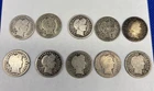 Barber Silver Dime 10C Lot of 10 90% (0.9 Fine) Mixed Dates 1892-1916