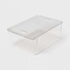 Produce Fridge Bin with Lid : Clear Refrigerator Organizer, Kitchen Storage