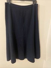 Vintage Lauren Ralph Lauren Women's Fully Lined Navy Worsted Wool Long Skirt 14
