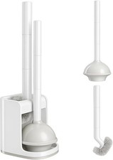 White Toilet Brush  Plunger Duo - Complete Bathroom Cleaning