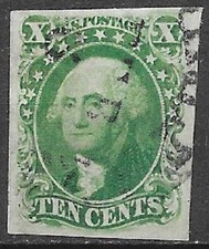 USA 1851 X (10) c Washington imperf Scott #15 huge margins great stamp see scans