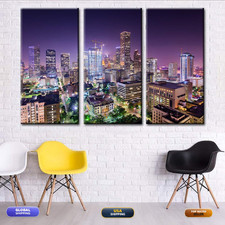 Tumovo Large Pictures Houston Skyline Paintings Texas Wall Art Cityscape