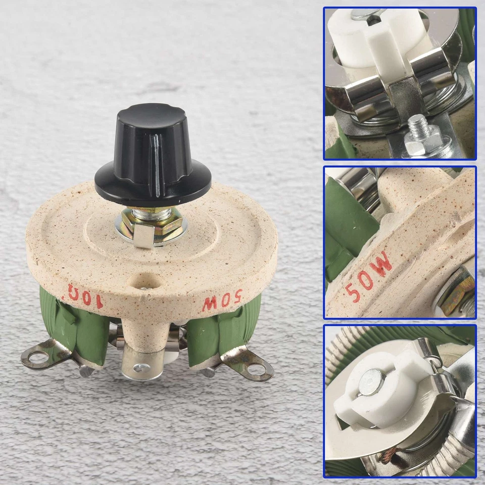 50W 10 Ohm Keramik Potentiometer Variable Taper Poti Widerstand Rheostat R2R59145 - Bild 4 von 4