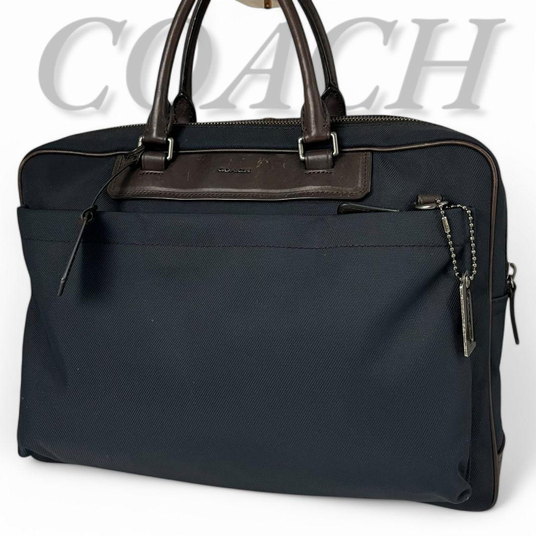Coach Business Bag Briefcase Navy Authentic Condition