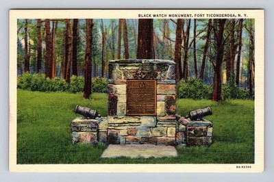 Fort Ticonderoga NY- New York, Black Watch Monument, Antique, Vintage Postcard