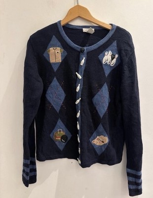 Vintage Christopher & Banks Bowling Cardigan Medium Ramie Baumwolle Neuheit 14uk