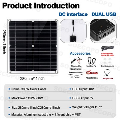 900W Solar Charging Kit with Y-Cable + 2 x 300W Panels + 2M Emergency Power
