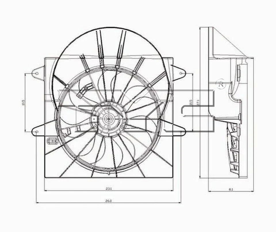 Conjunto de ventilador condensador y radiador doble TYC 621220 para modelos Jeep 05-08 seleccionados Foto 3 de 4