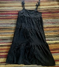 Madewell Sundress Womens Size 2X Black Sleeveless Tiered Midi Sleeveless Lined 