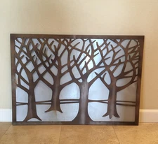 Laser Cut Metal Tree Art Wall Decor Bronze Tone Over Sheet Metal 41" x 29"