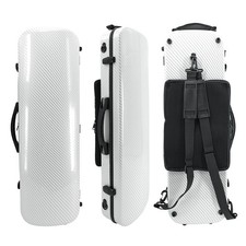 4/4 Full Size Violin Case Carbon Fiber with Backstraps Light Durable- White
