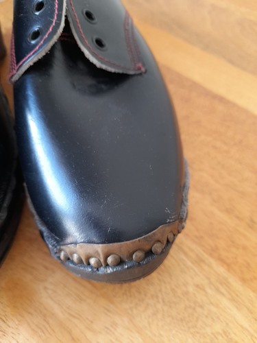 Zoccoli scarpe vintage fatti a mano in pelle e legno - Foto 4 di 11