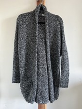Gap Women's XS Marled Gray Knit Open Front Cardigan Sweater Shawl Collar Pockets