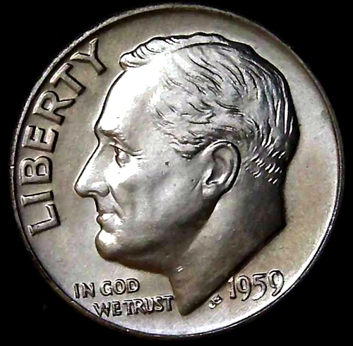 1959-D 10C Roosevelt Dime BU 90% Silver 26owt0223-3
